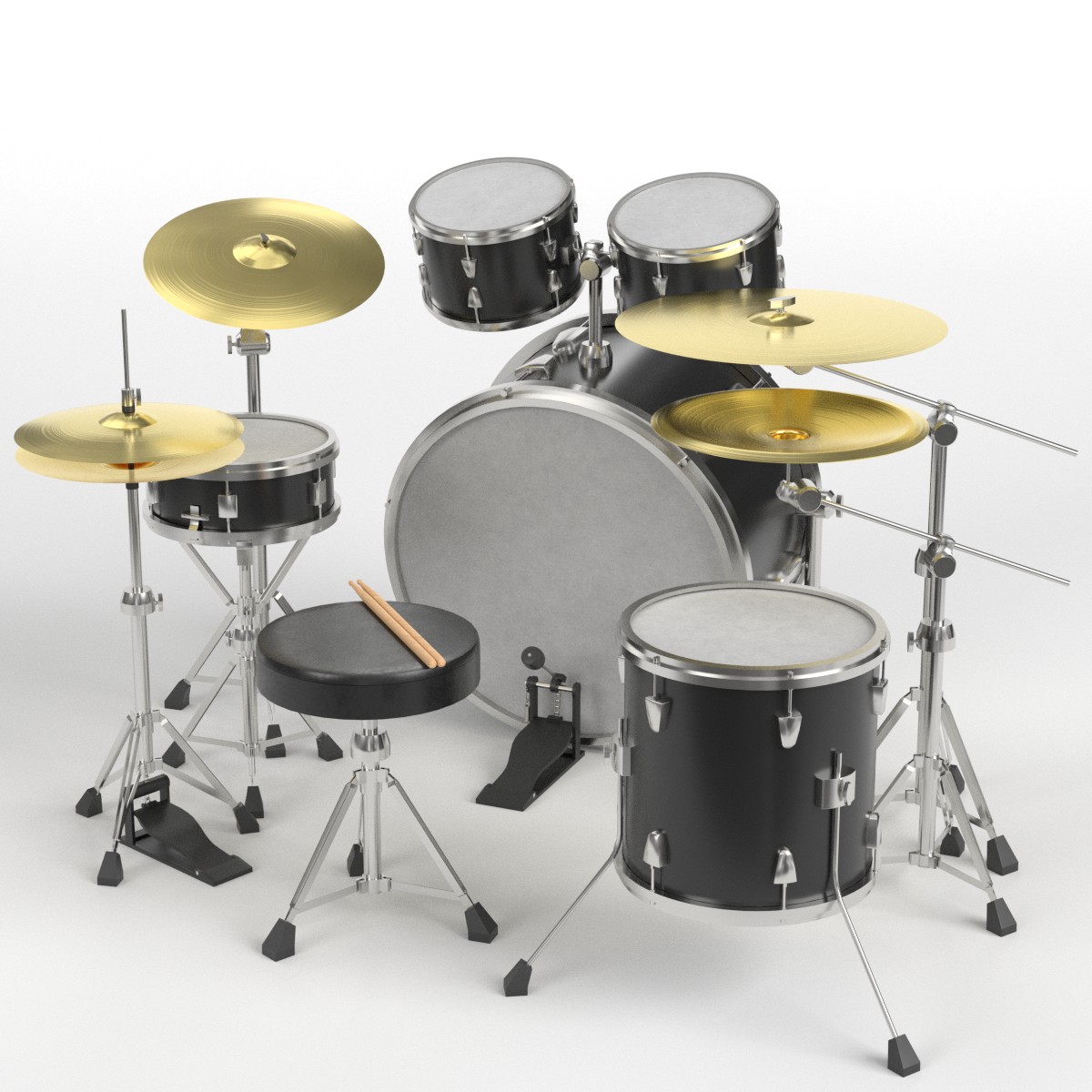 Drum kit PBR 3D Model by Francesco Milanese