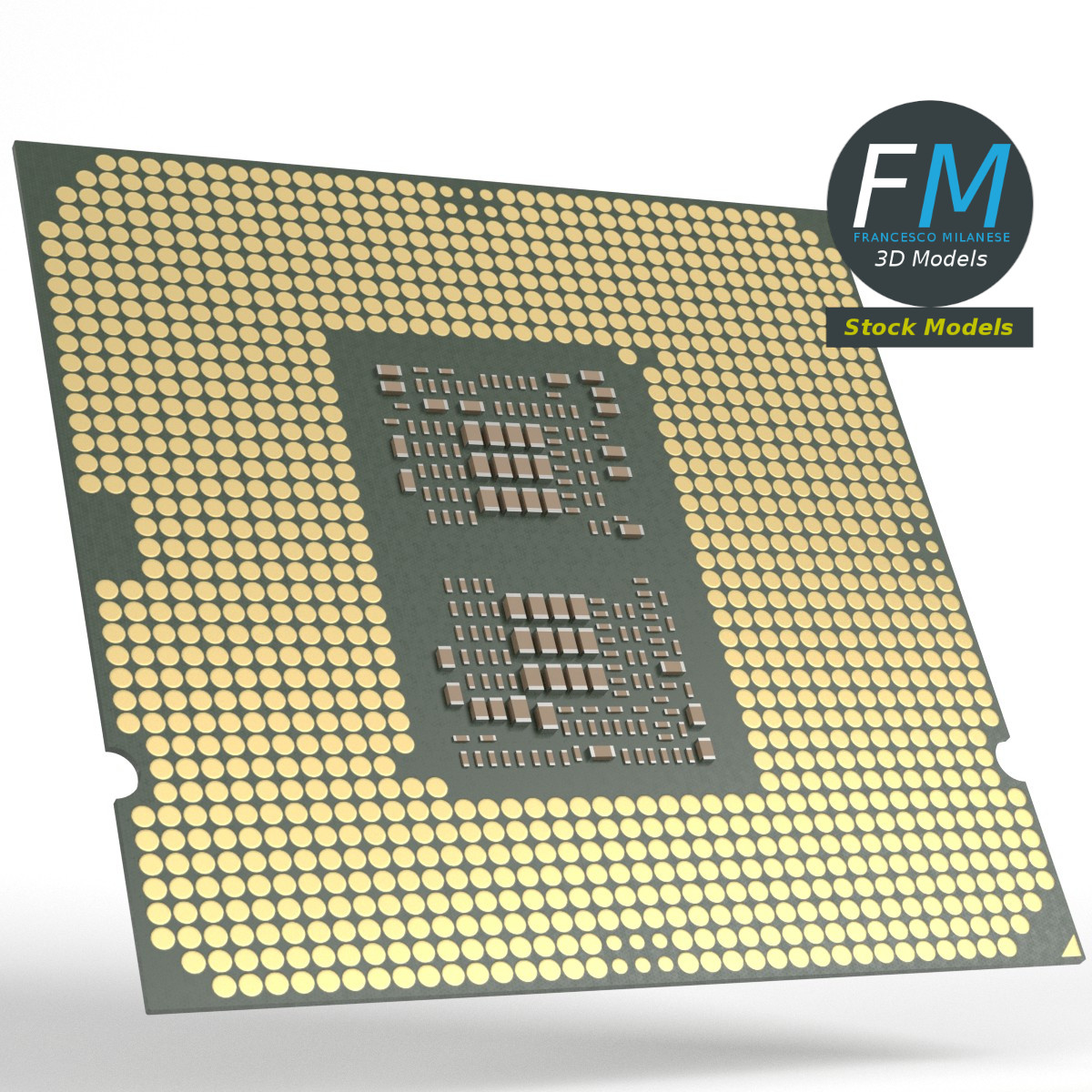 3D-Modell - CPU-Mikrochip - 01