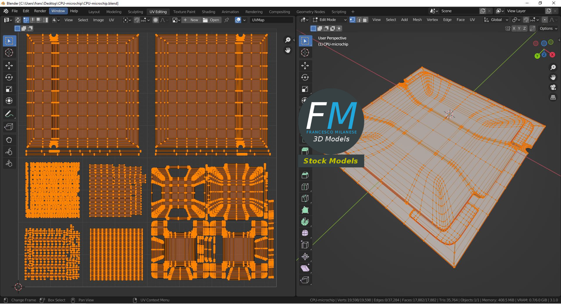 3D-Modell - CPU-Mikrochip - 10