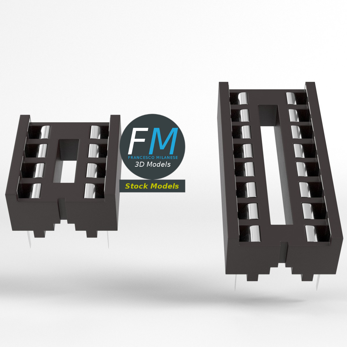 3D-Modell - DIP-IC-Sockel mit 8 und 16 Pins - 03