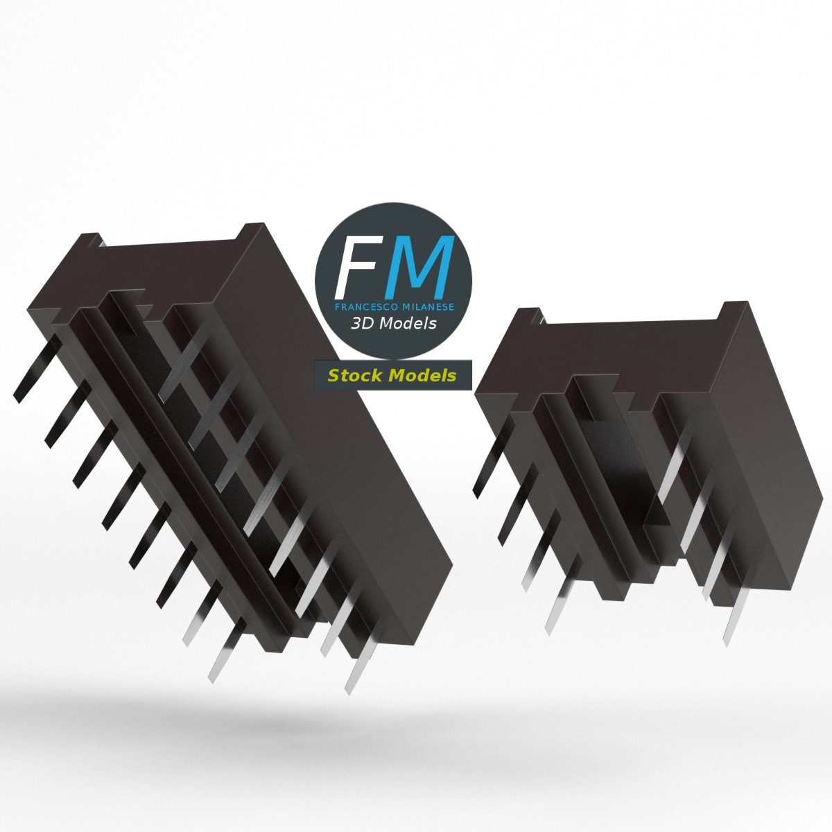 3D-Modell - DIP-IC-Sockel mit 8 und 16 Pins - 04