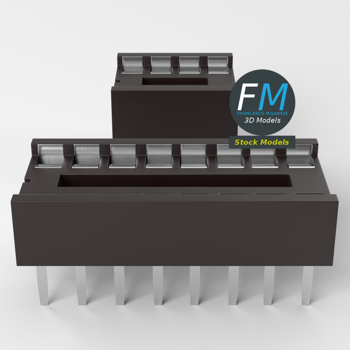 3D-Modell - DIP-IC-Sockel mit 8 und 16 Pins - 05