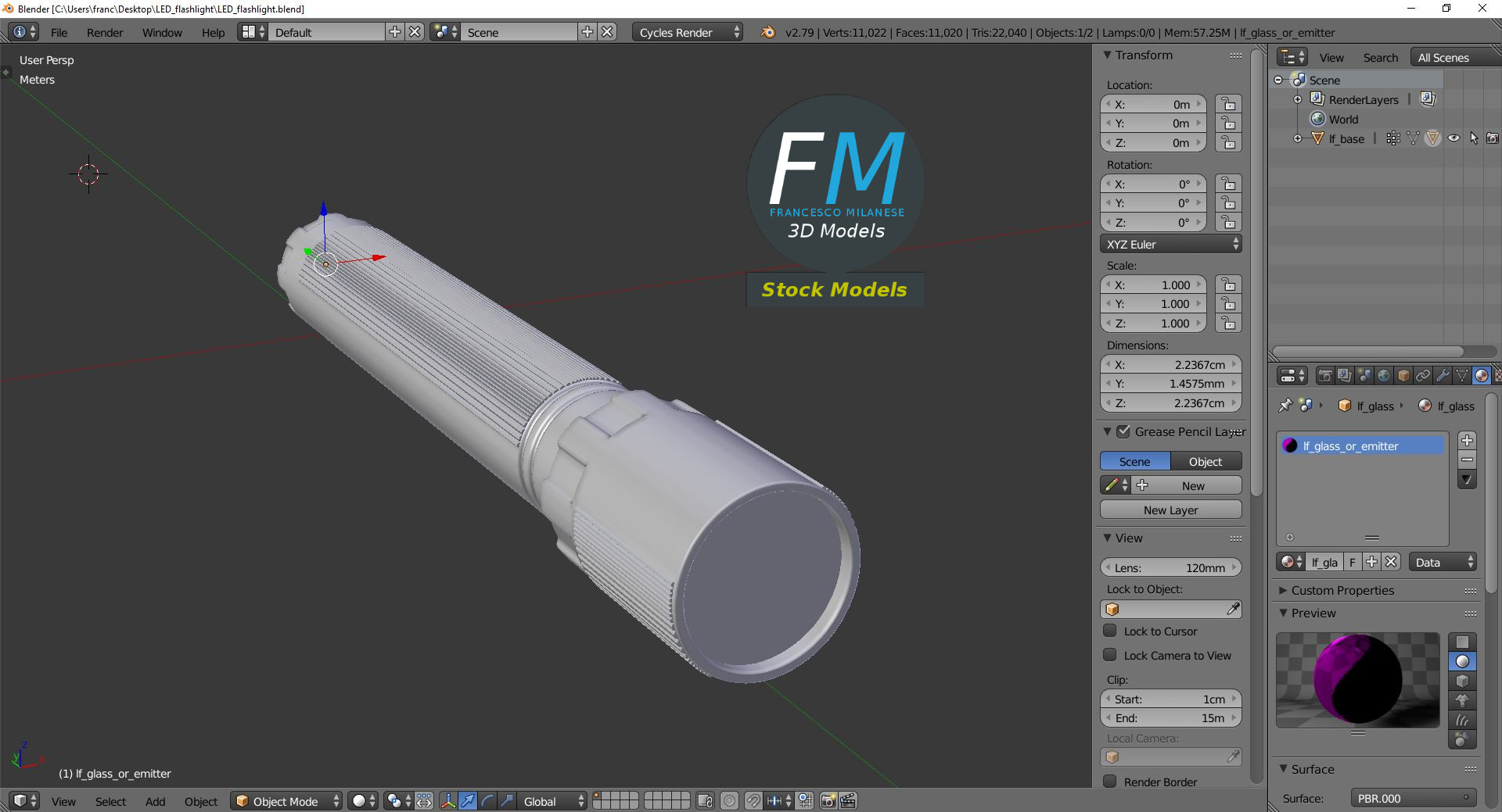 3D-Modell - LED-Taschenlampe - 09