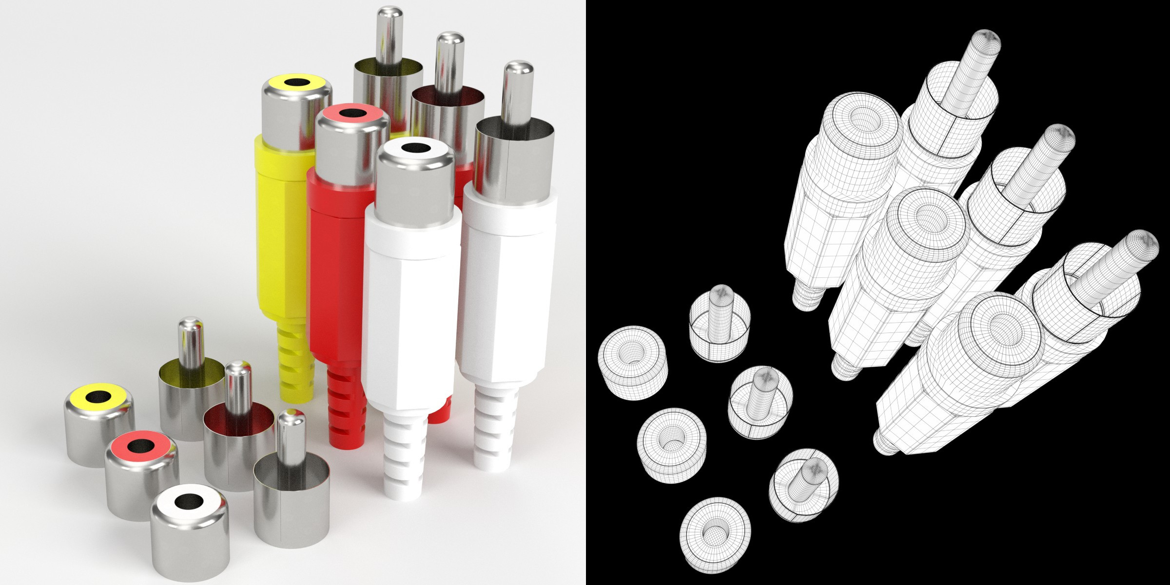 3D-Modell - RCA-Steckverbinder-Set
