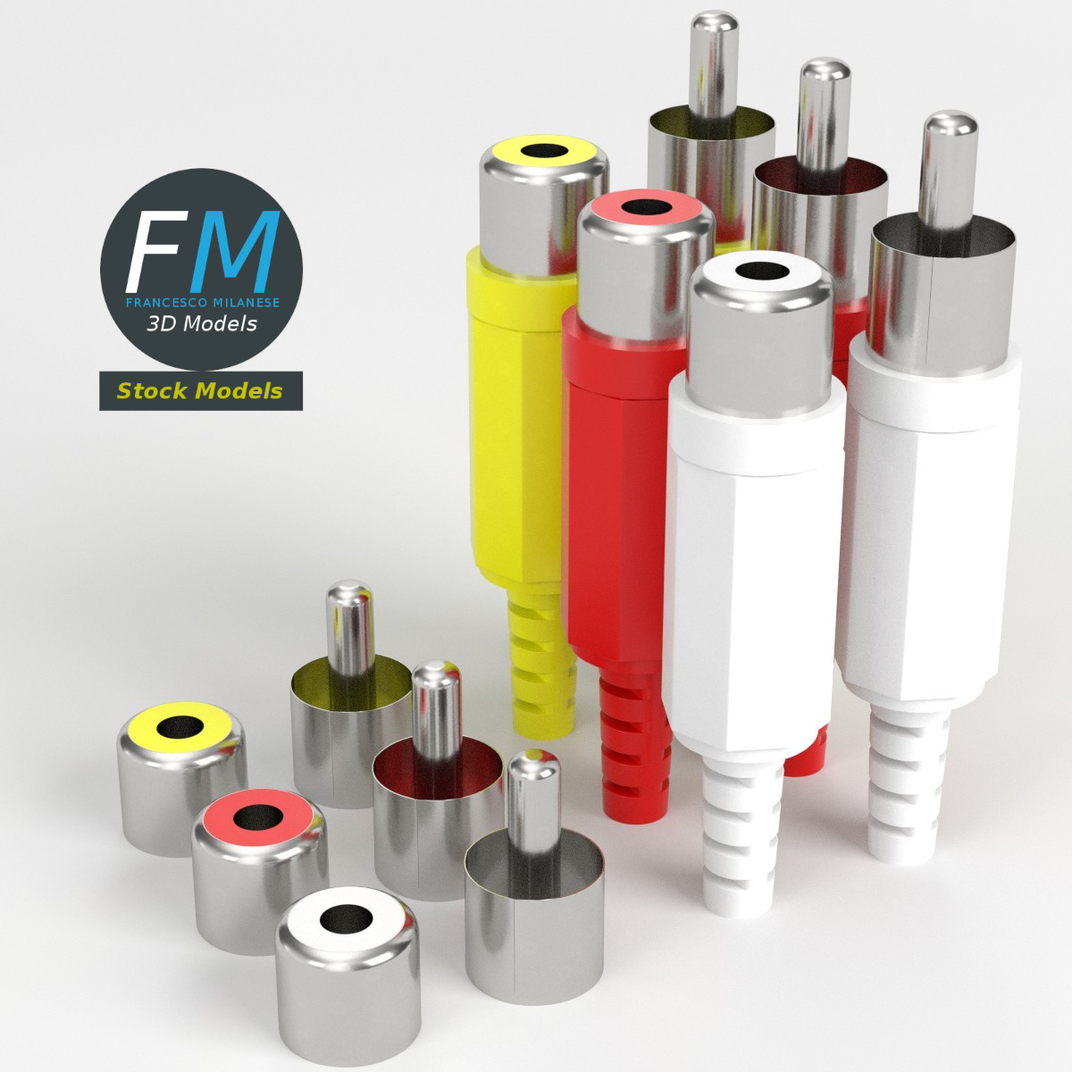 3D-Modell - RCA-Steckverbinder-Set - 01