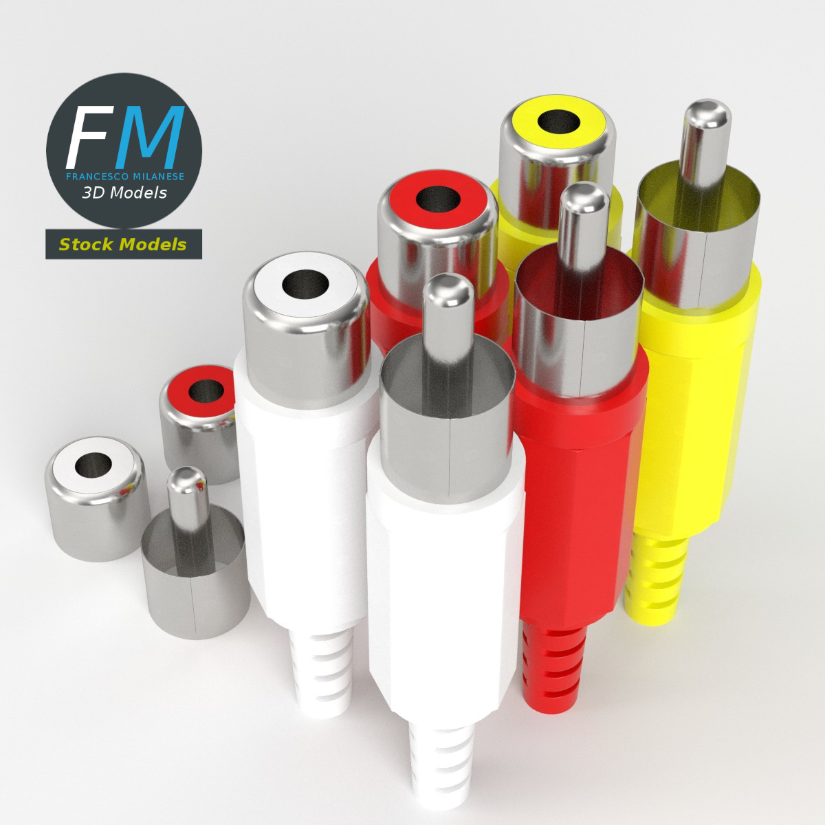 3D-Modell - RCA-Steckverbinder-Set - 02