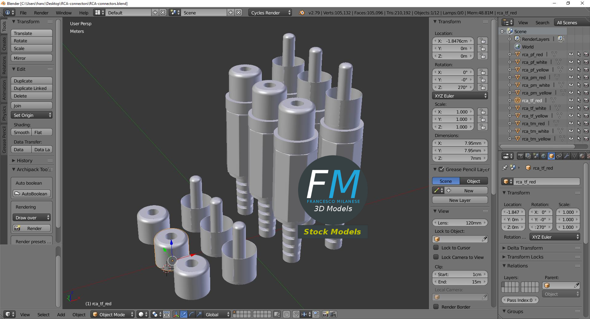 3D-Modell - RCA-Steckverbinder-Set - 09
