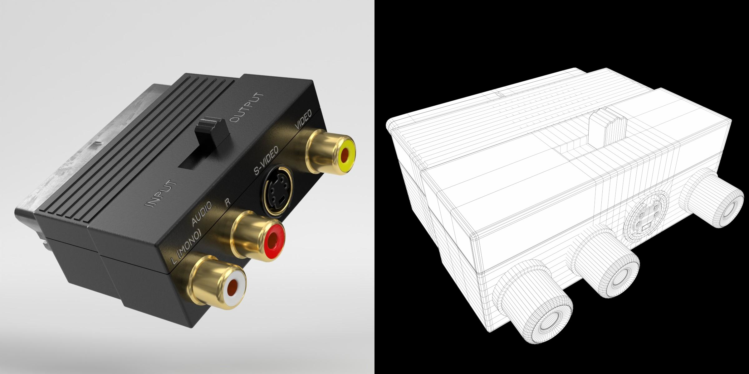 3D-Modell - SCART-RCA-S-Video-Adapter