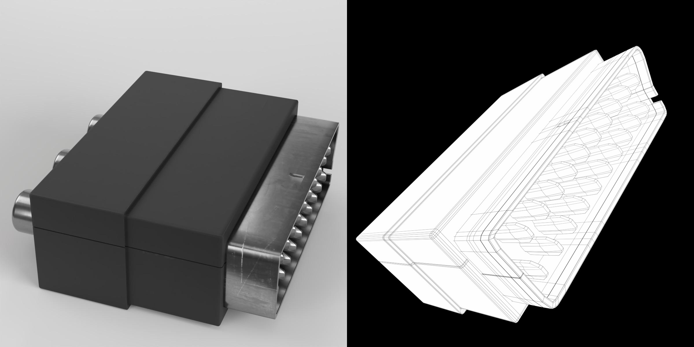 3D-Modell - SCART-RCA-Adapter