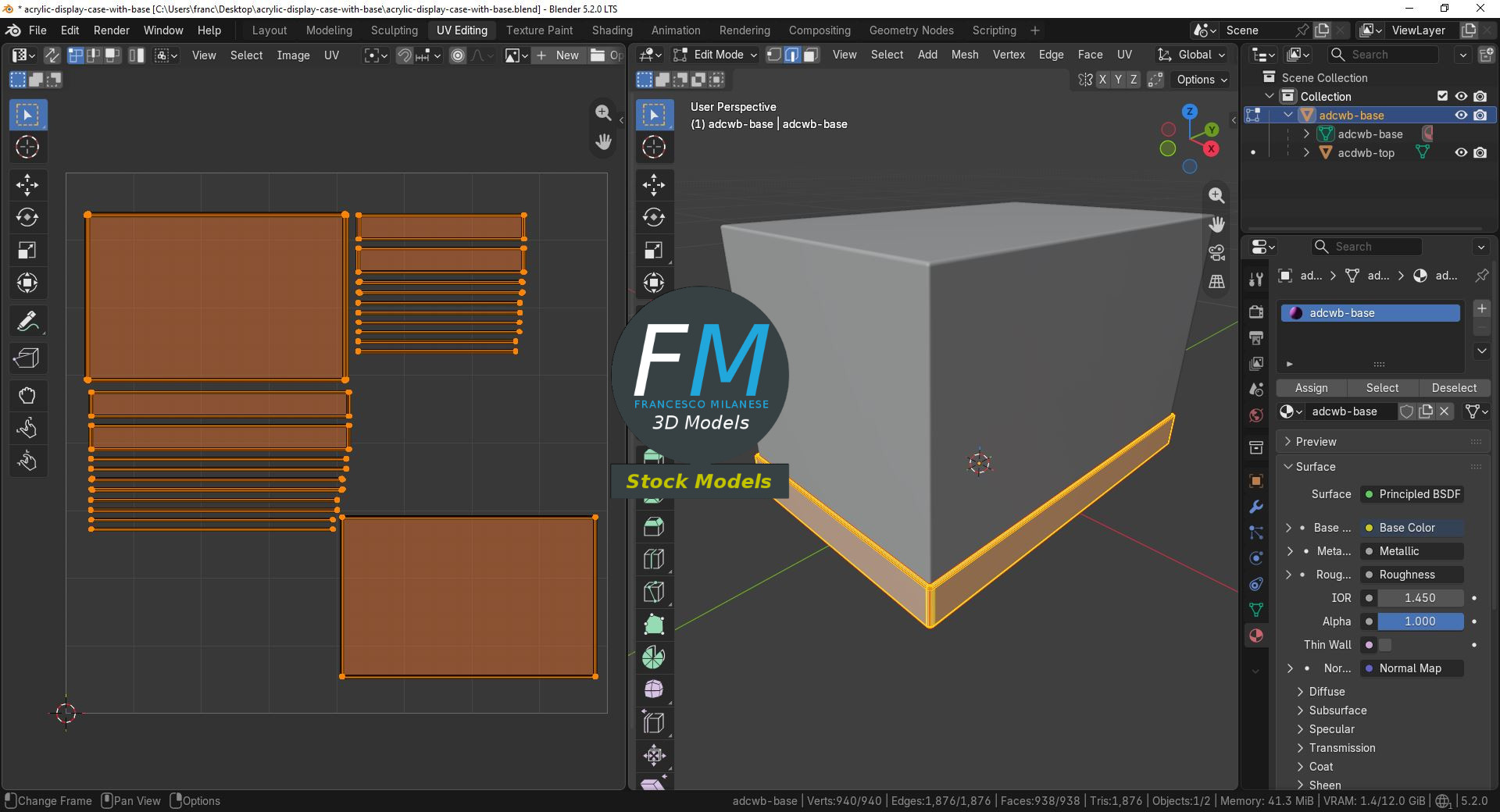 3D Model - Acrylic Display Case with Base - 10