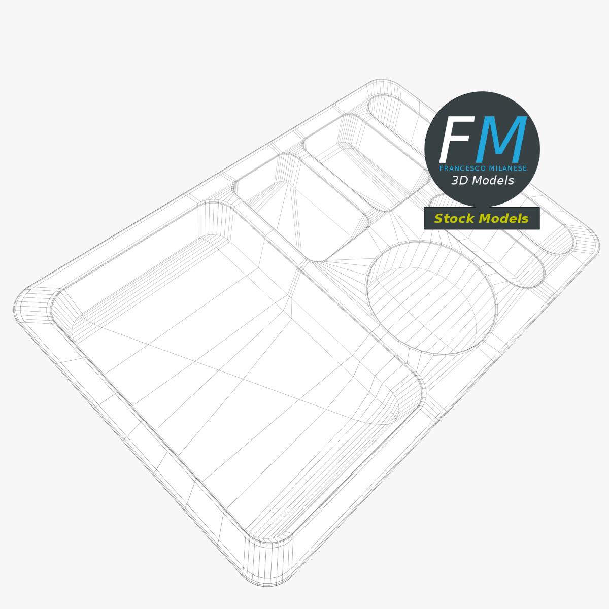 3D-Modell - Leeres Speisetablett mit Fächern - 07