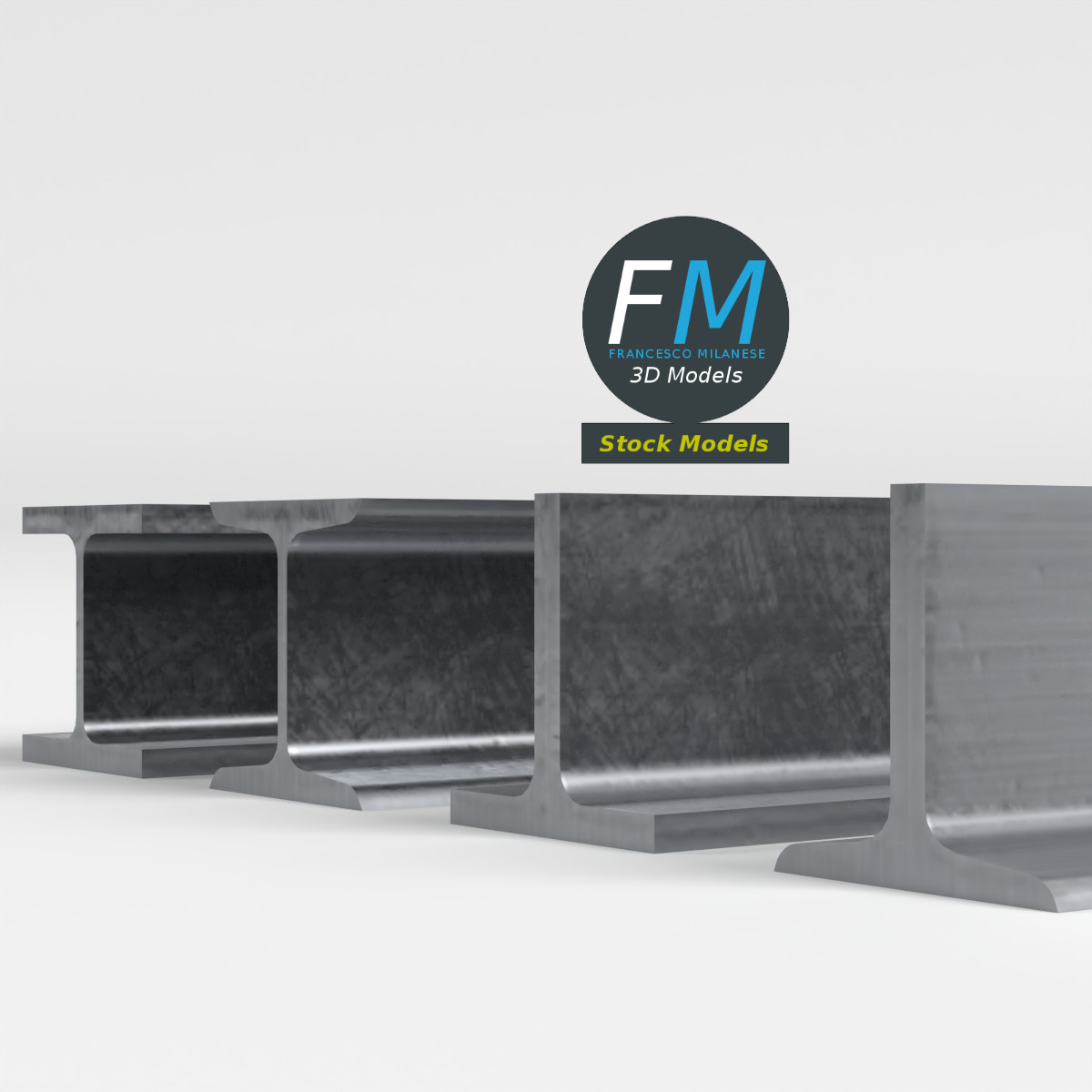 3D-Modell - I- und T-Träger für den Bau - 04