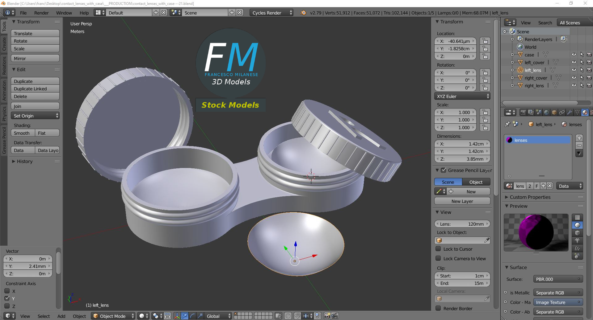 3D-Modell - Kontaktlinsen mit Aufbewahrungsbehälter - 09
