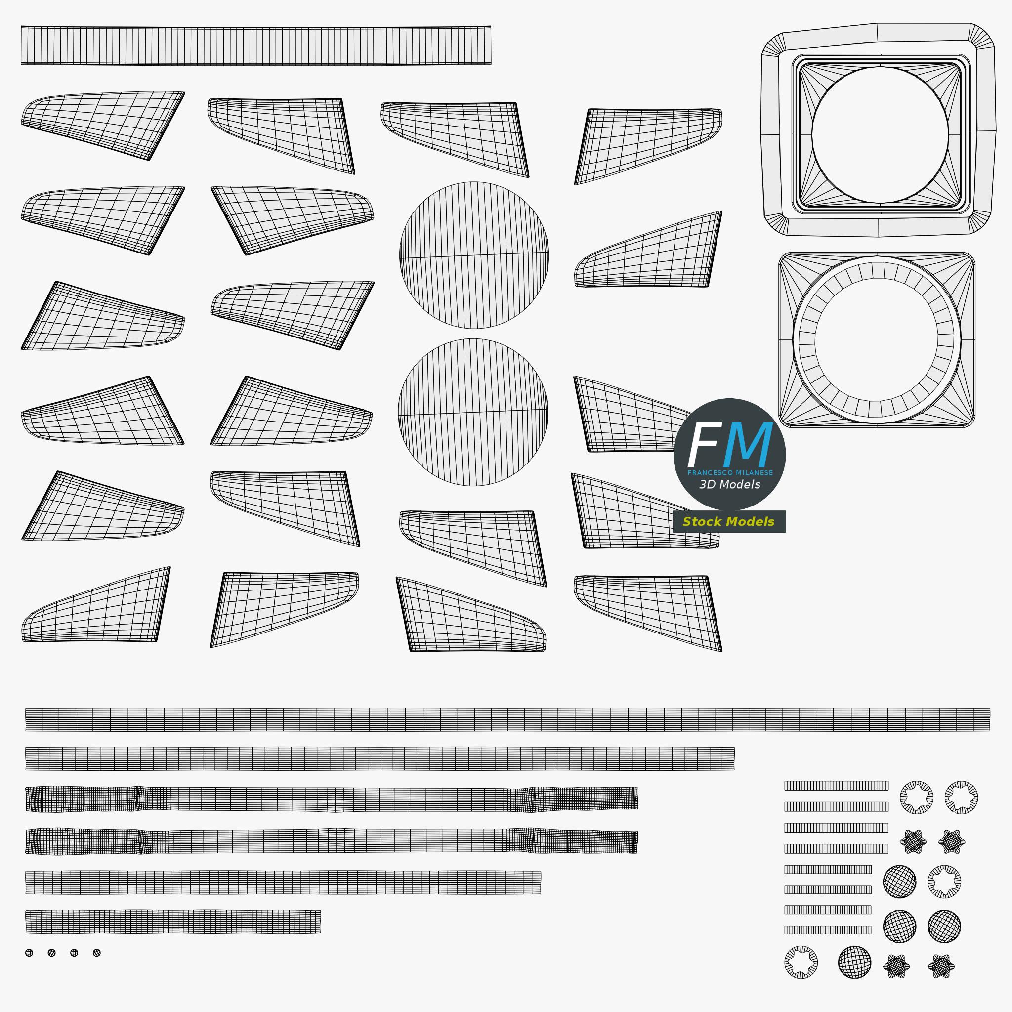 3D-Modell - Kühlventilator mit Schutzgitter und Schrauben - 11 3D-Modell - Kühlventilator mit Schutzgitter und Schrauben - 11