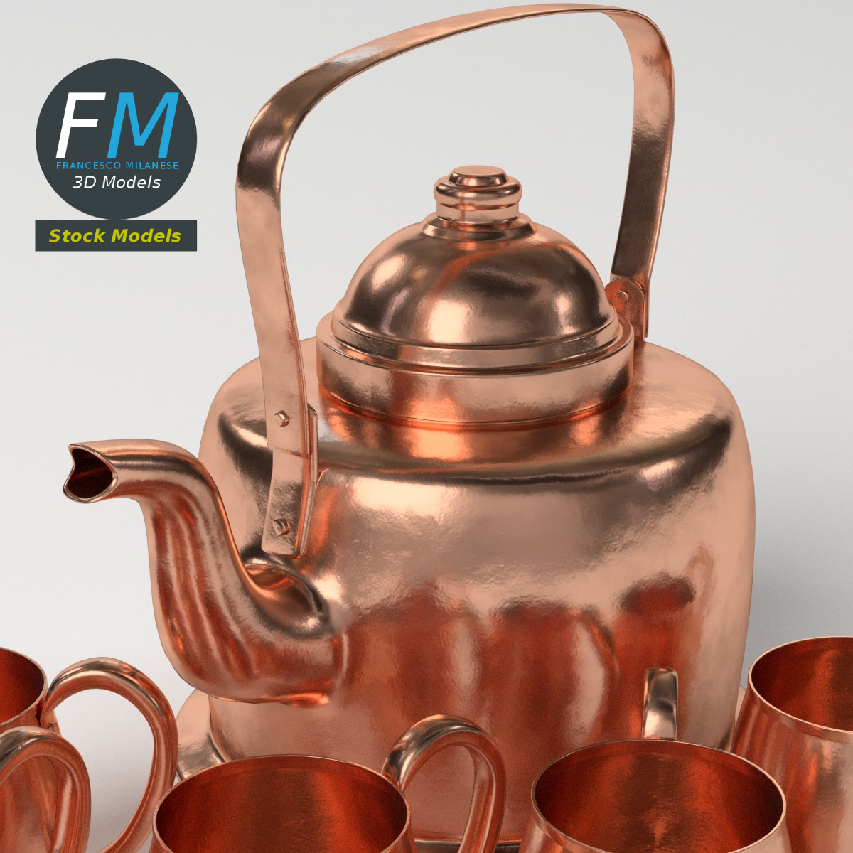 3D-Modell - Kupferkessel und Becher - 05