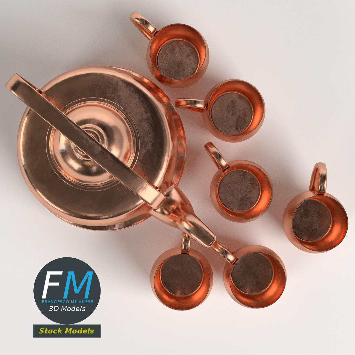 3D-Modell - Kupferkessel und Becher - 06