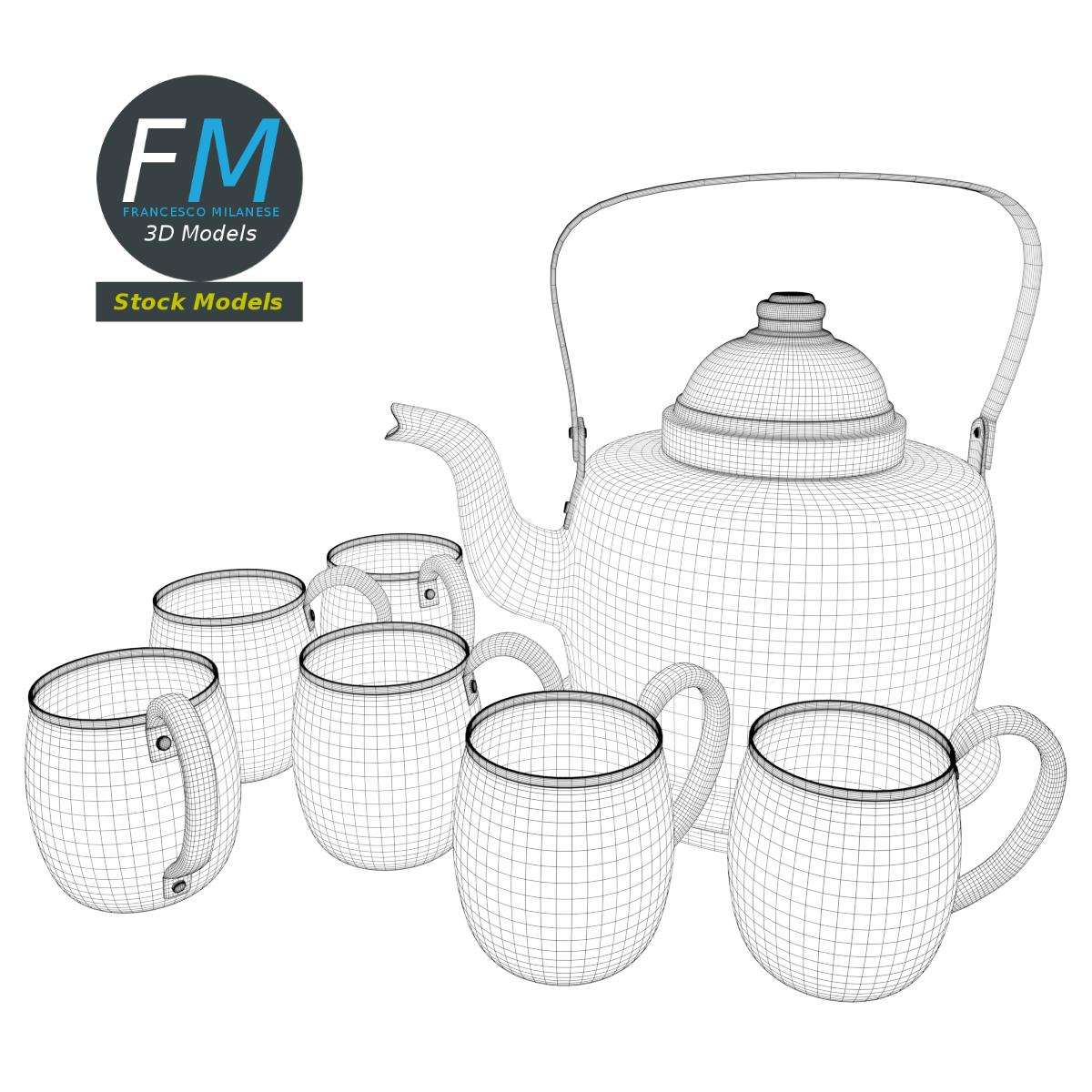 3D-Modell - Kupferkessel und Becher - 07
