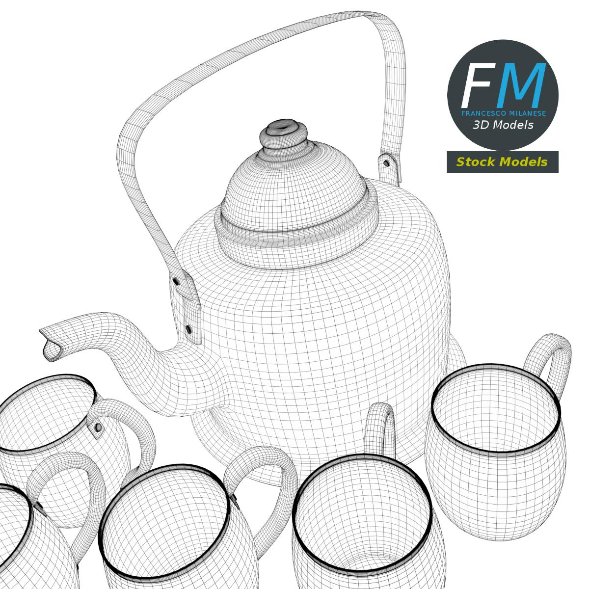3D-Modell - Kupferkessel und Becher - 08