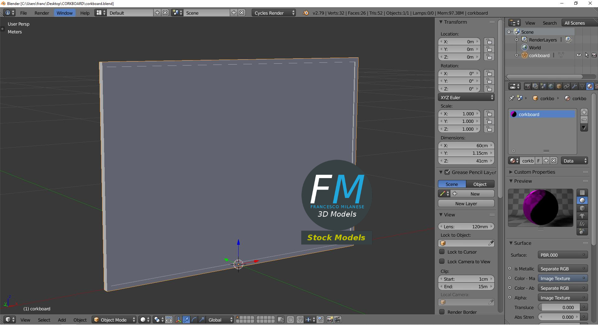3D-Modell - Korktafel - 09