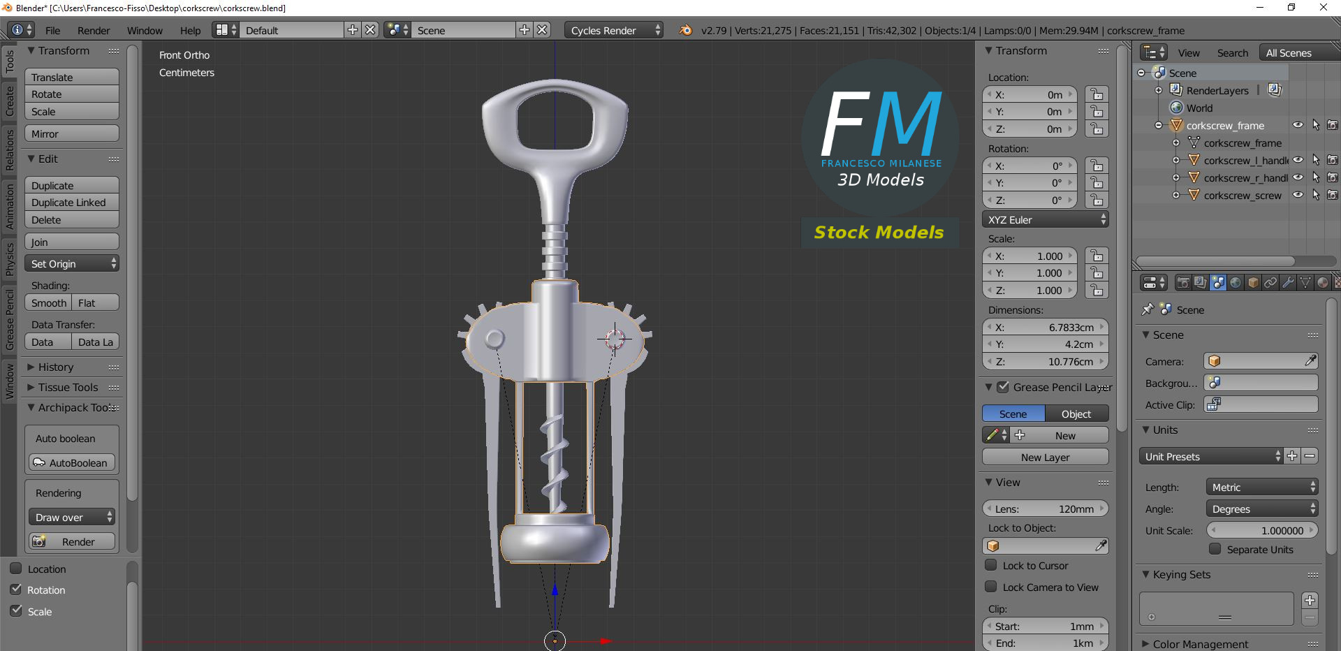 3D-Modell - Korkenzieher - 09