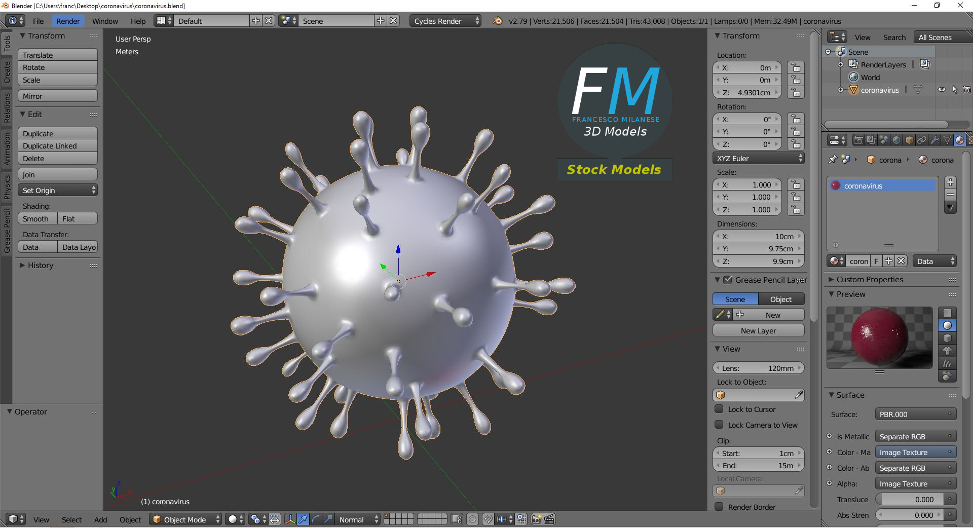 3D-Modell - Coronavirus - 09