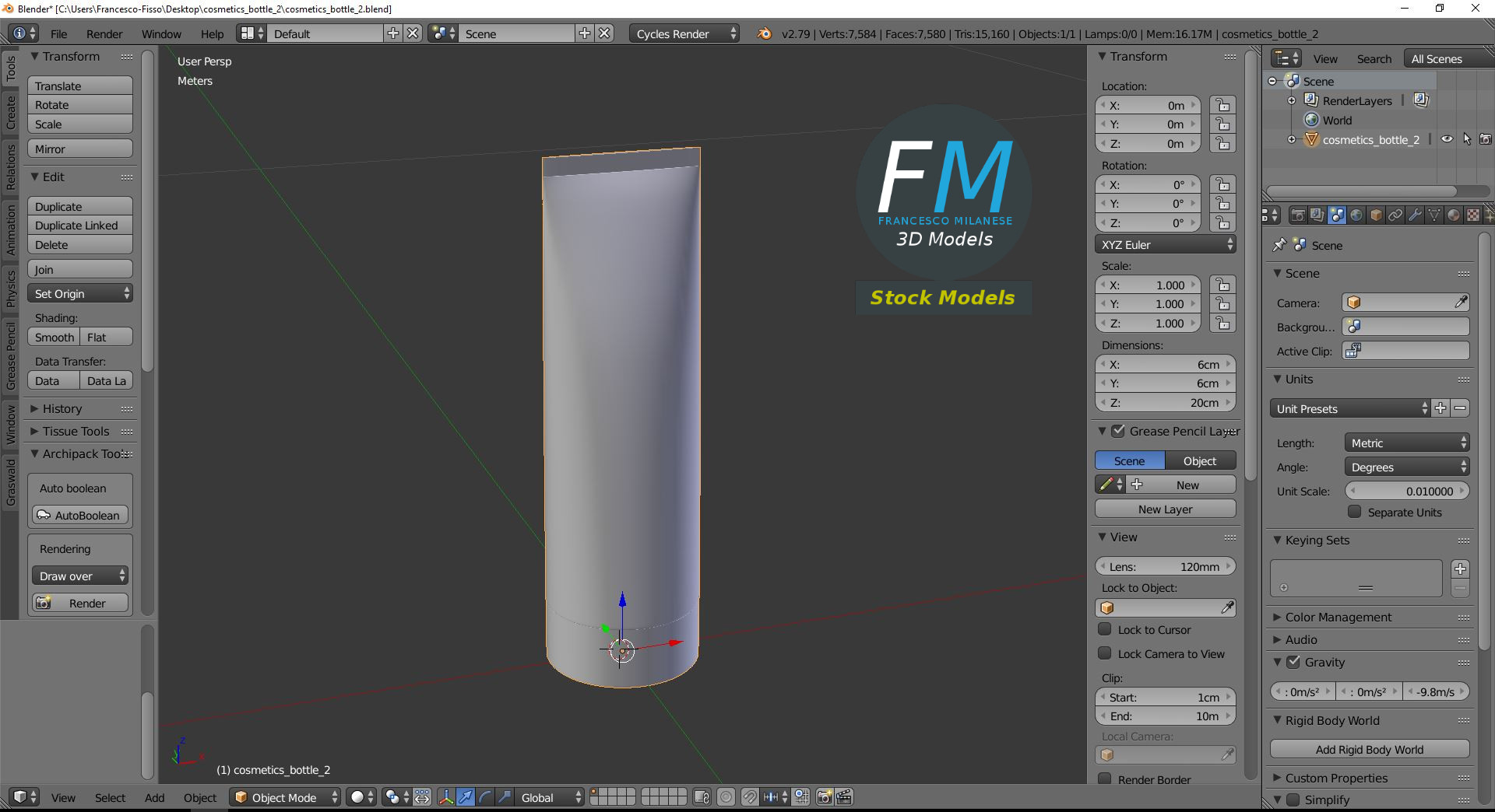 3D-Modell - Kosmetikflasche - 09