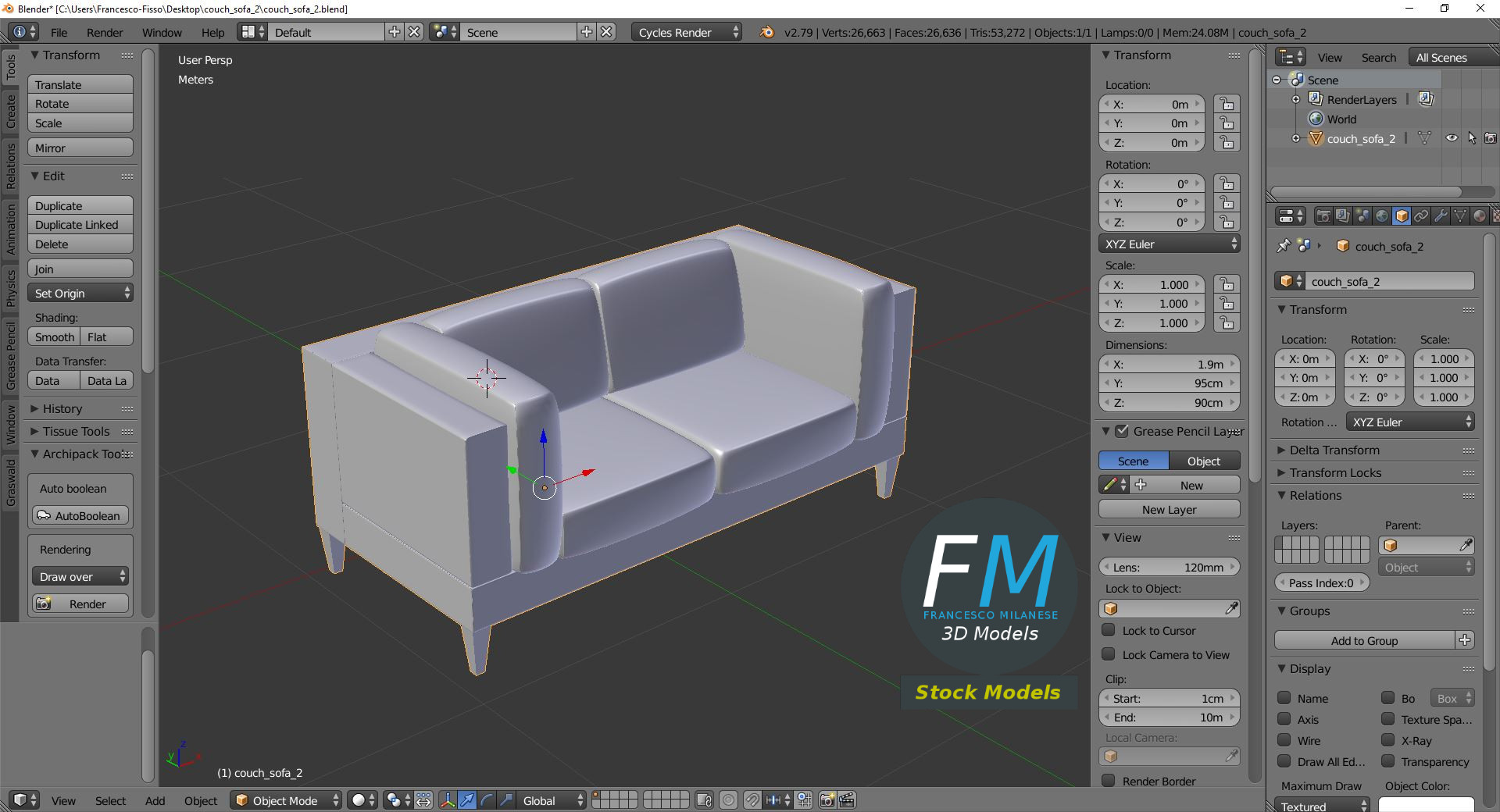 3D-Modell - Sofa - 09