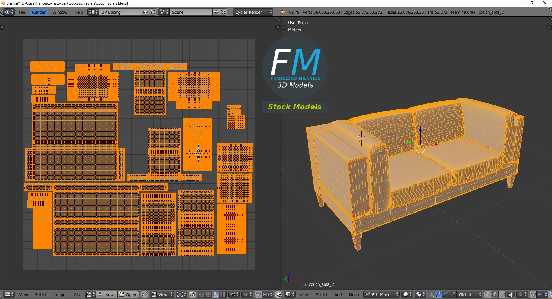 3D-Modell - Sofa - 10