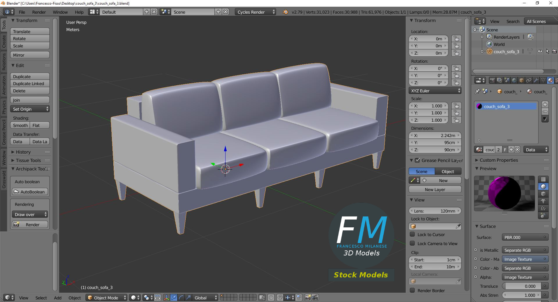 3D-Modell - Sofa - 09