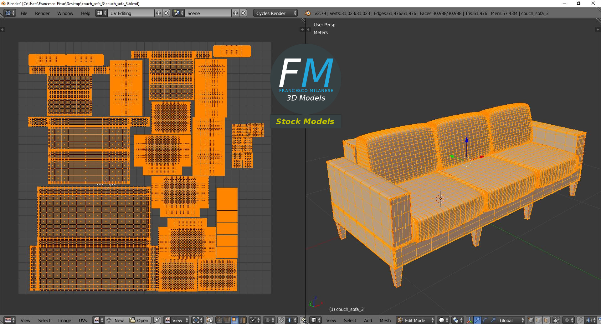 3D-Modell - Sofa - 10