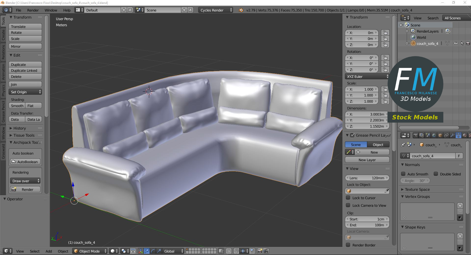 3D-Modell - Ecksofa - 09