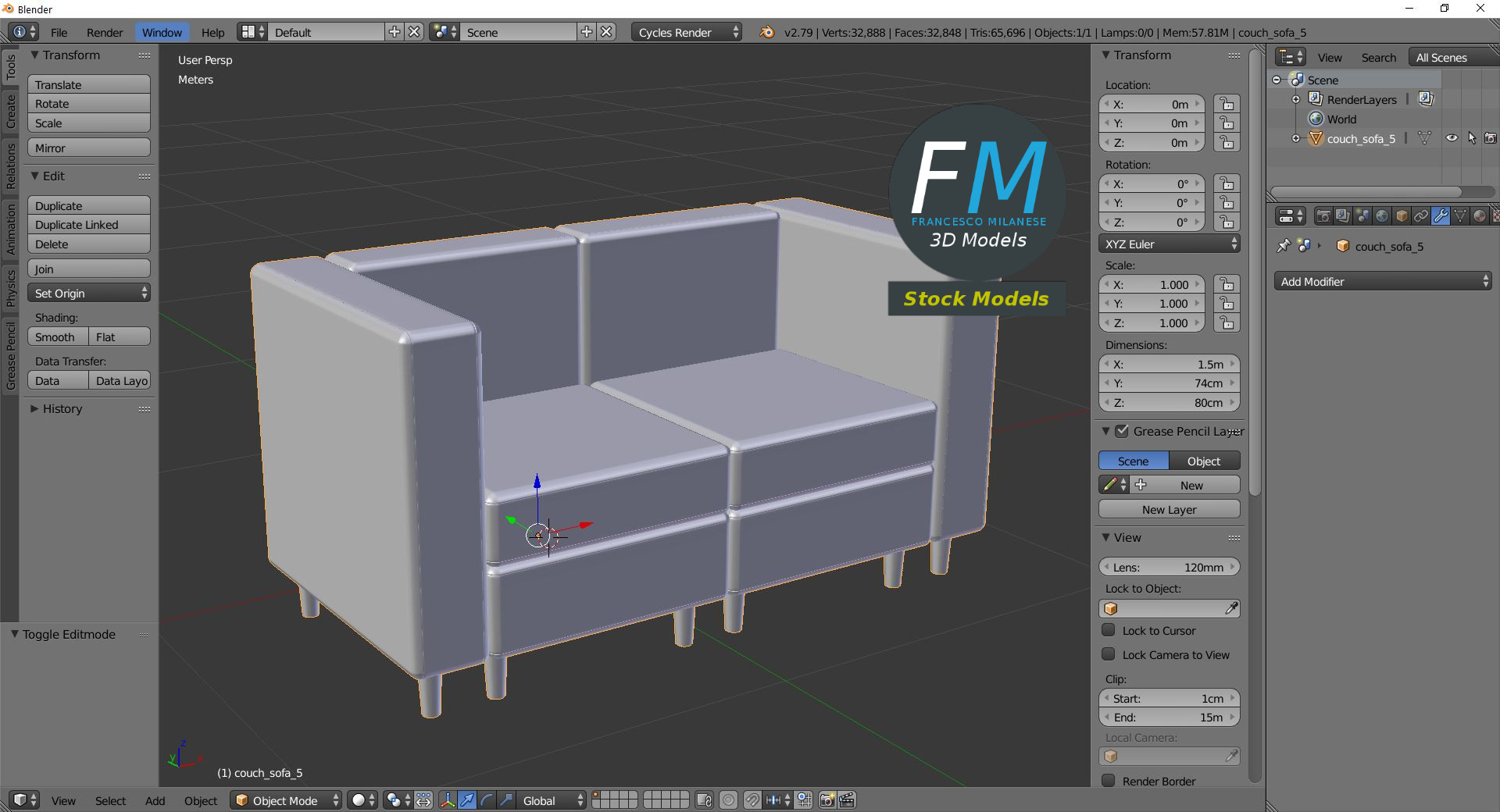 3D-Modell - Sofa - 09
