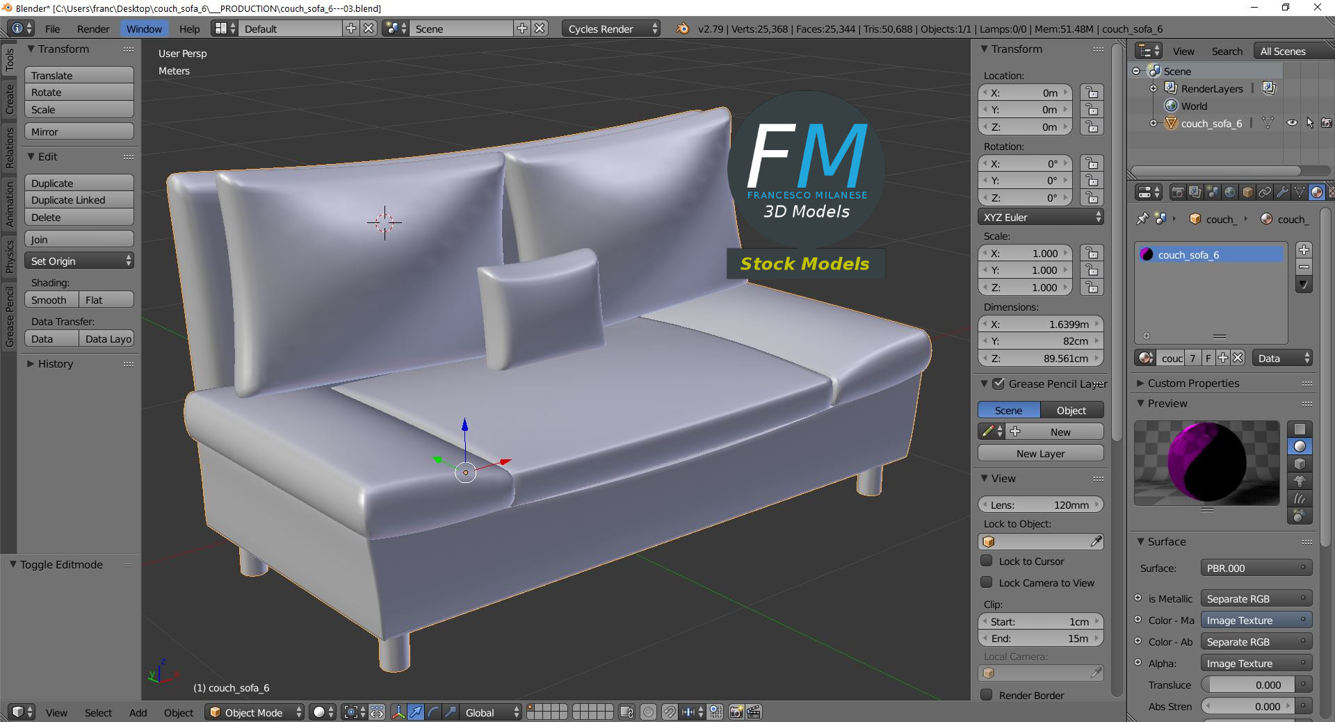 3D-Modell - Sofa - 09