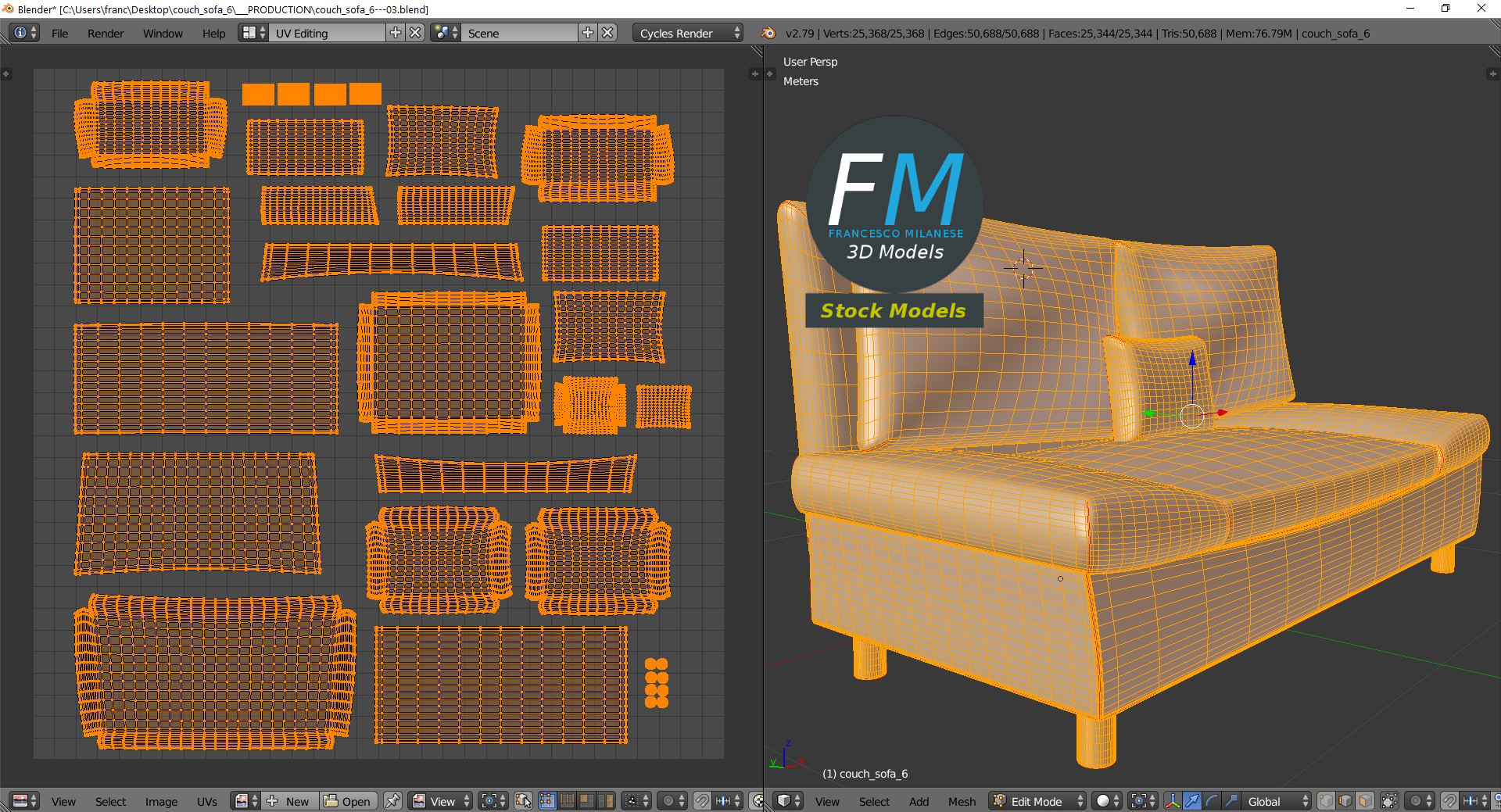 3D-Modell - Sofa - 10
