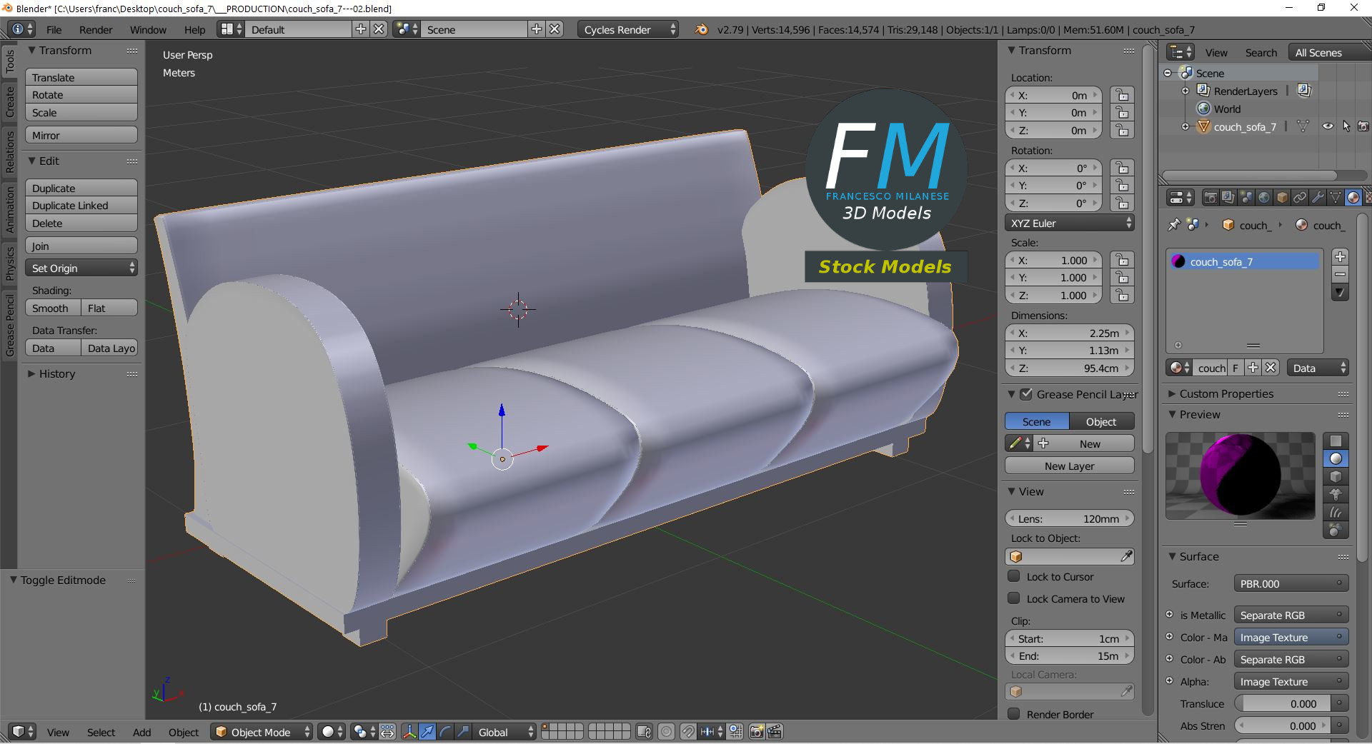 3D-Modell - Sofa - 09