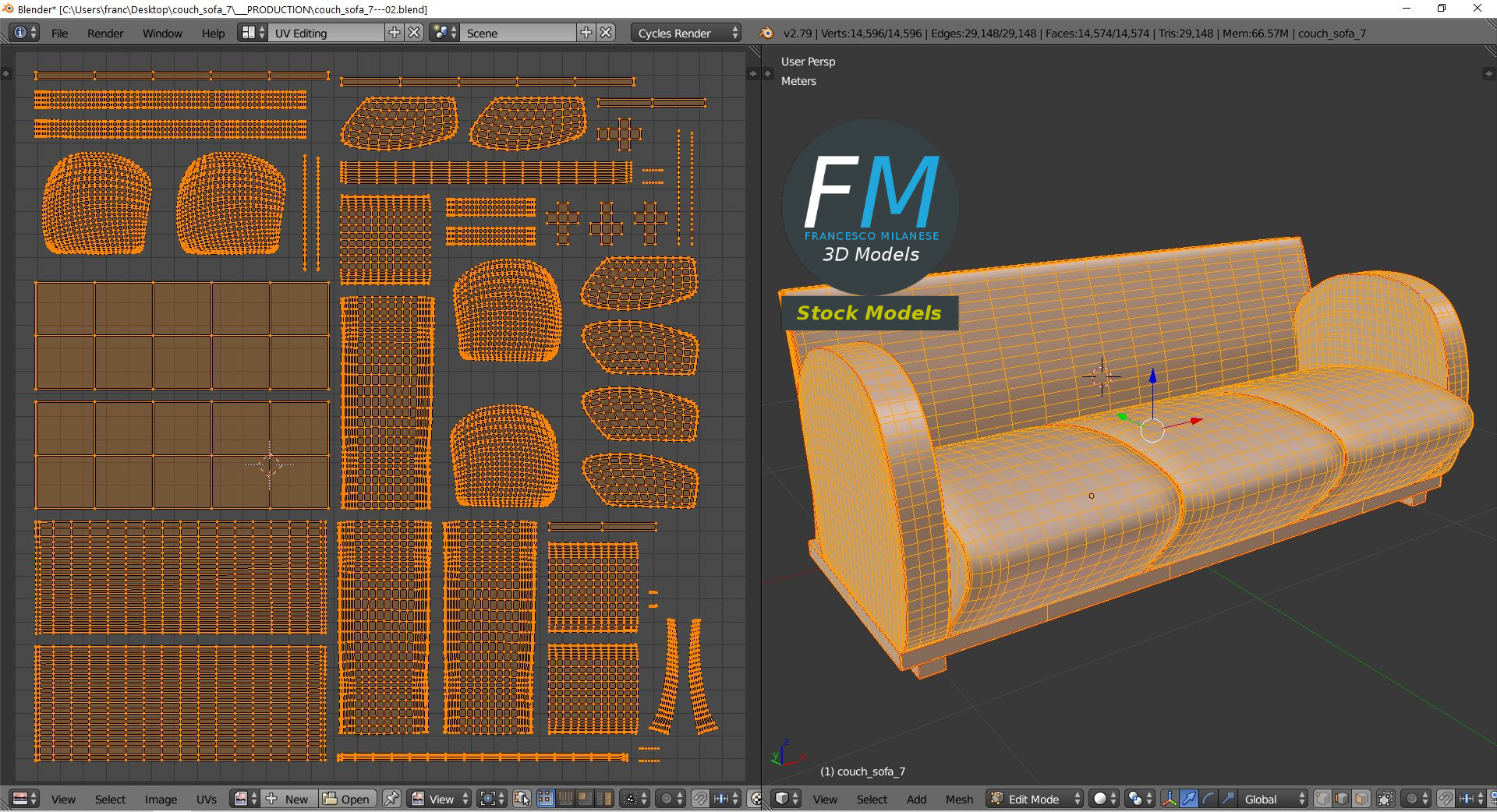 3D-Modell - Sofa - 10
