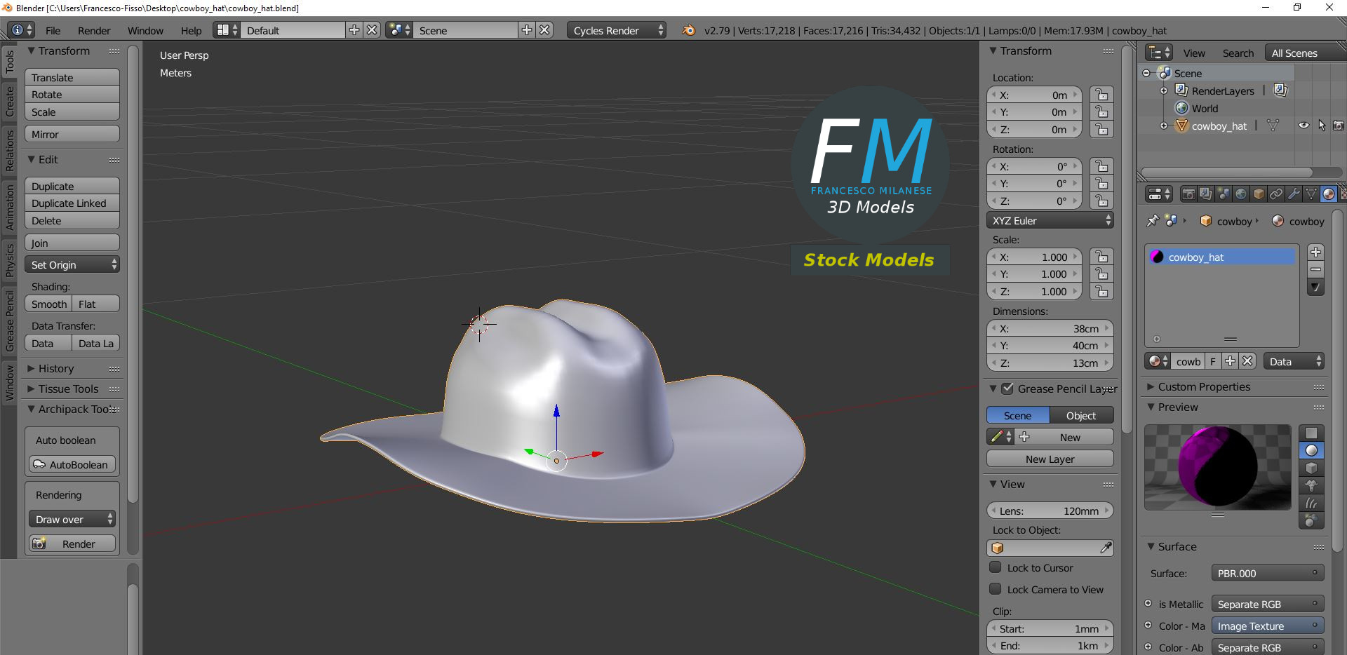 3D-Modell - Cowboyhut - 09