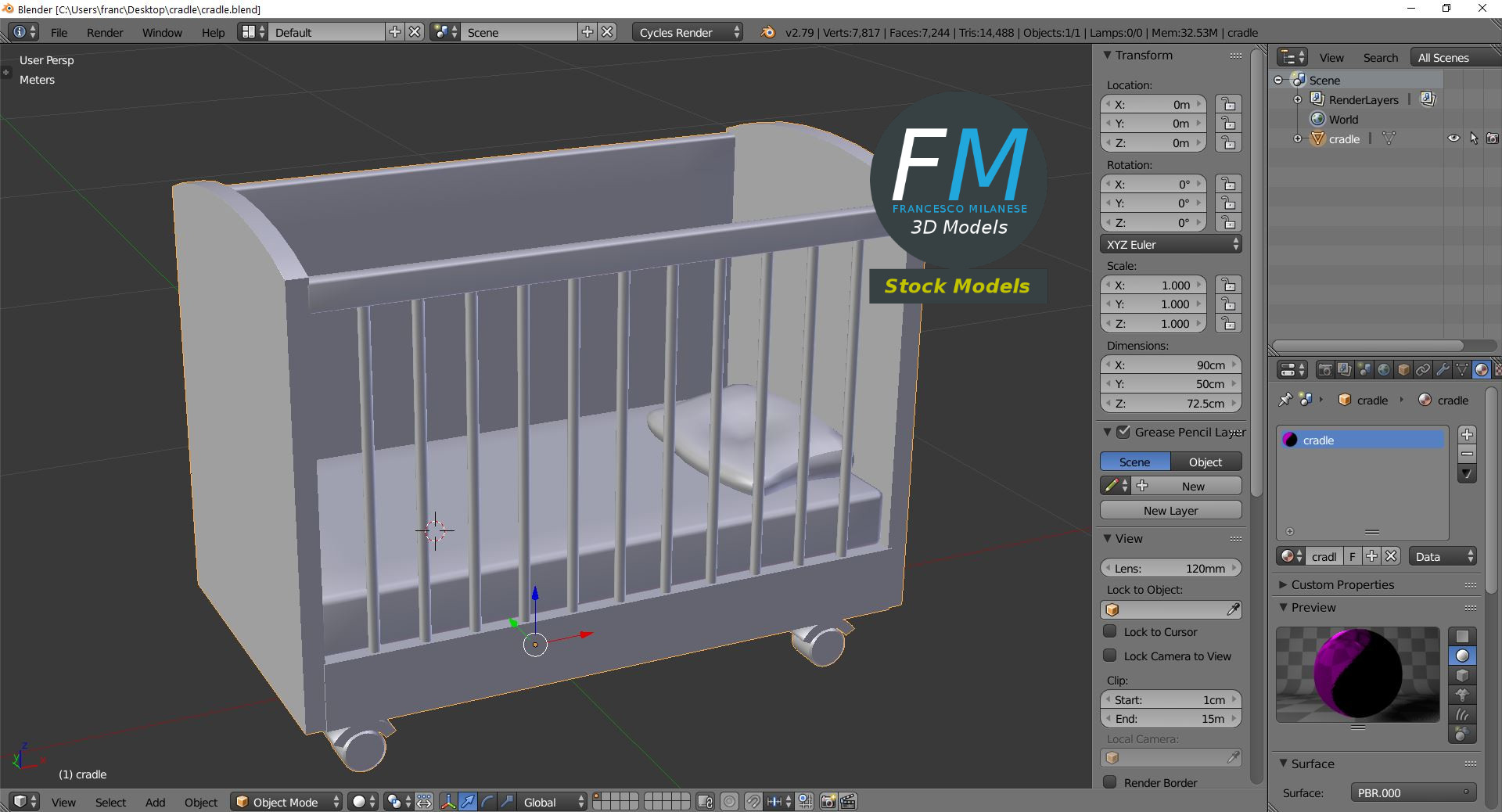 3D-Modell - Babybett - 09
