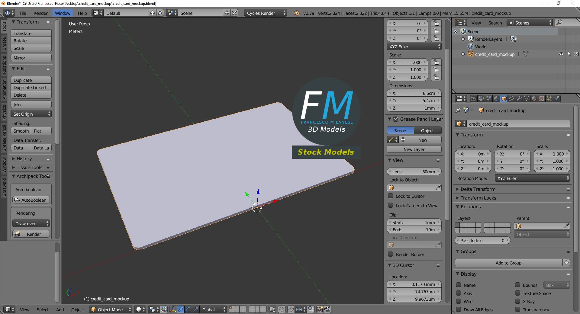 3D-Modell - Kreditkarten-Mockup - 09