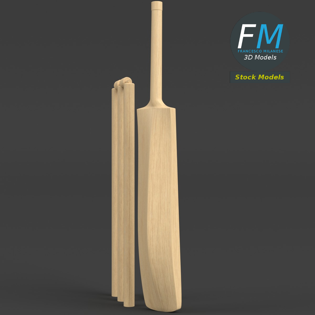 3D-Modell - Cricket-Set - 04