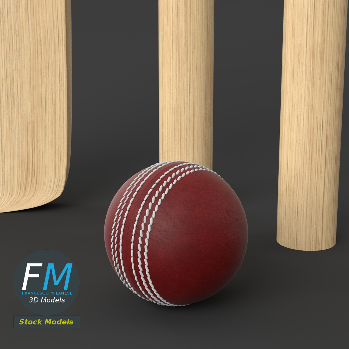 3D-Modell - Cricket-Set - 05