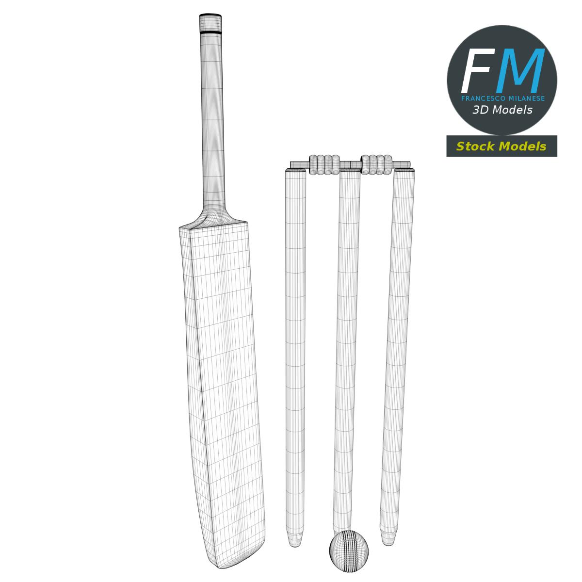 3D-Modell - Cricket-Set - 07