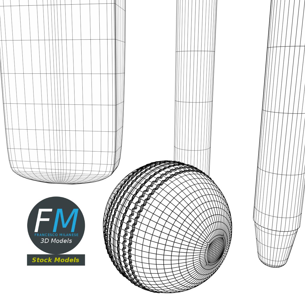 3D-Modell - Cricket-Set - 08