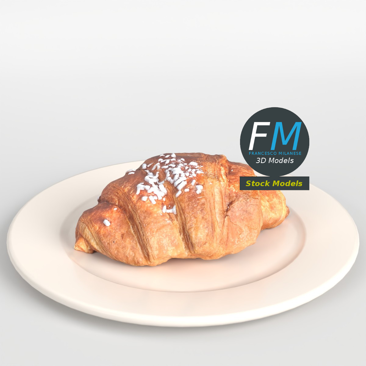 3D-Modell - Croissant mit Hagelzucker - 01