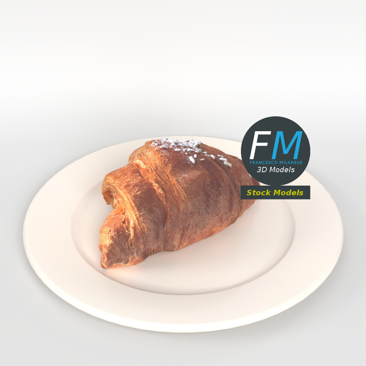 3D-Modell - Croissant mit Hagelzucker - 02