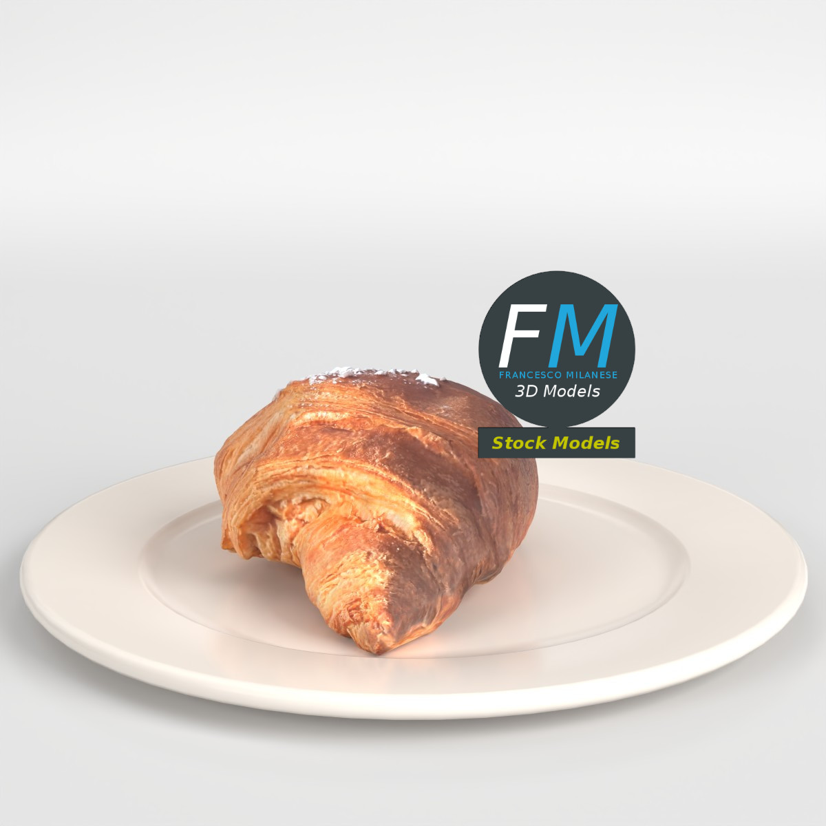 3D-Modell - Croissant mit Hagelzucker - 03