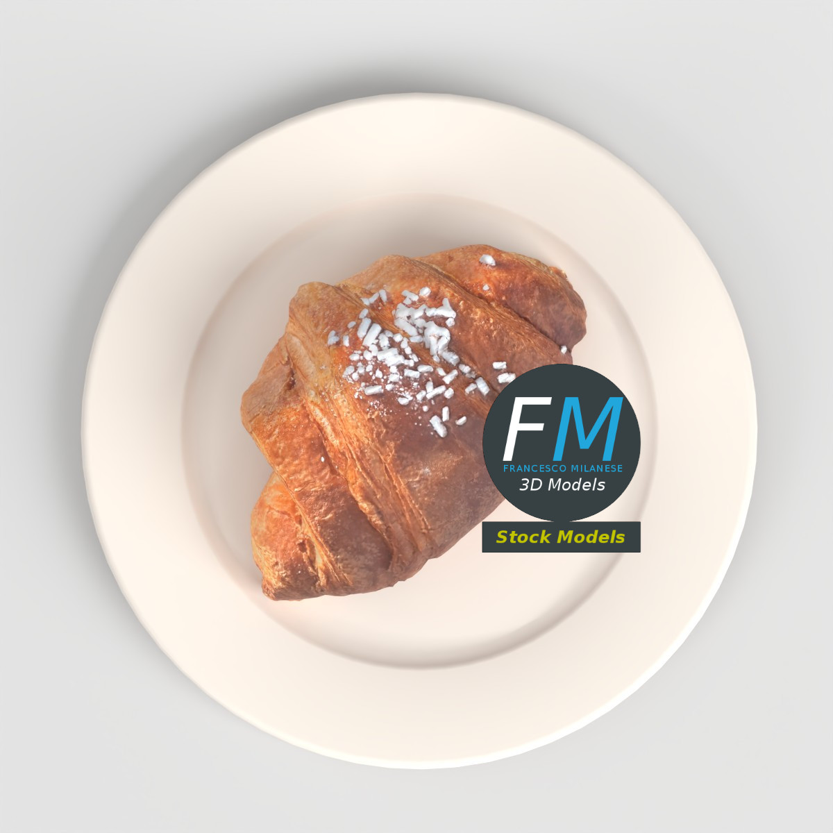 3D-Modell - Croissant mit Hagelzucker - 06