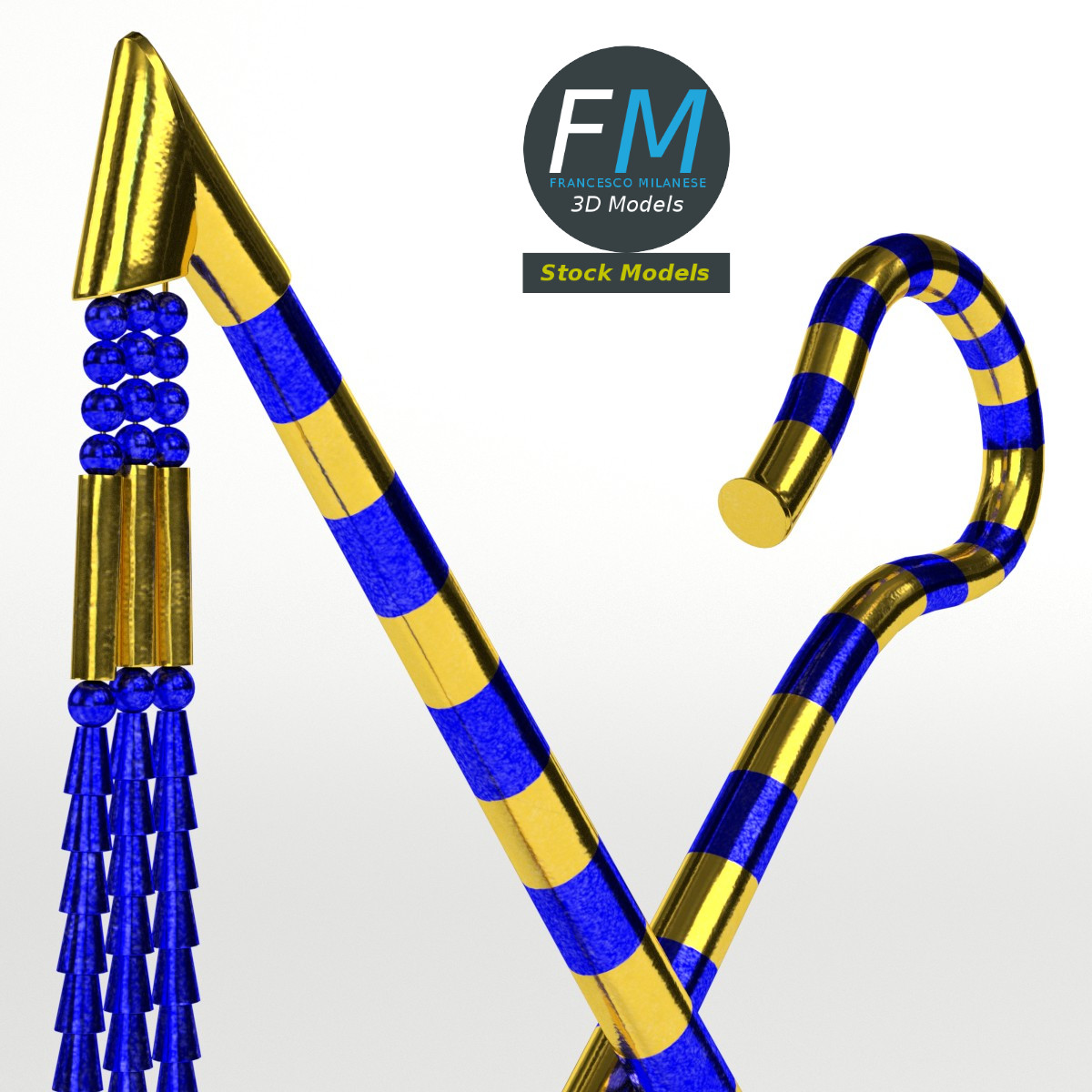 3D-Modell - Ägyptischer Hirtenstab und Dreschflegel - 04