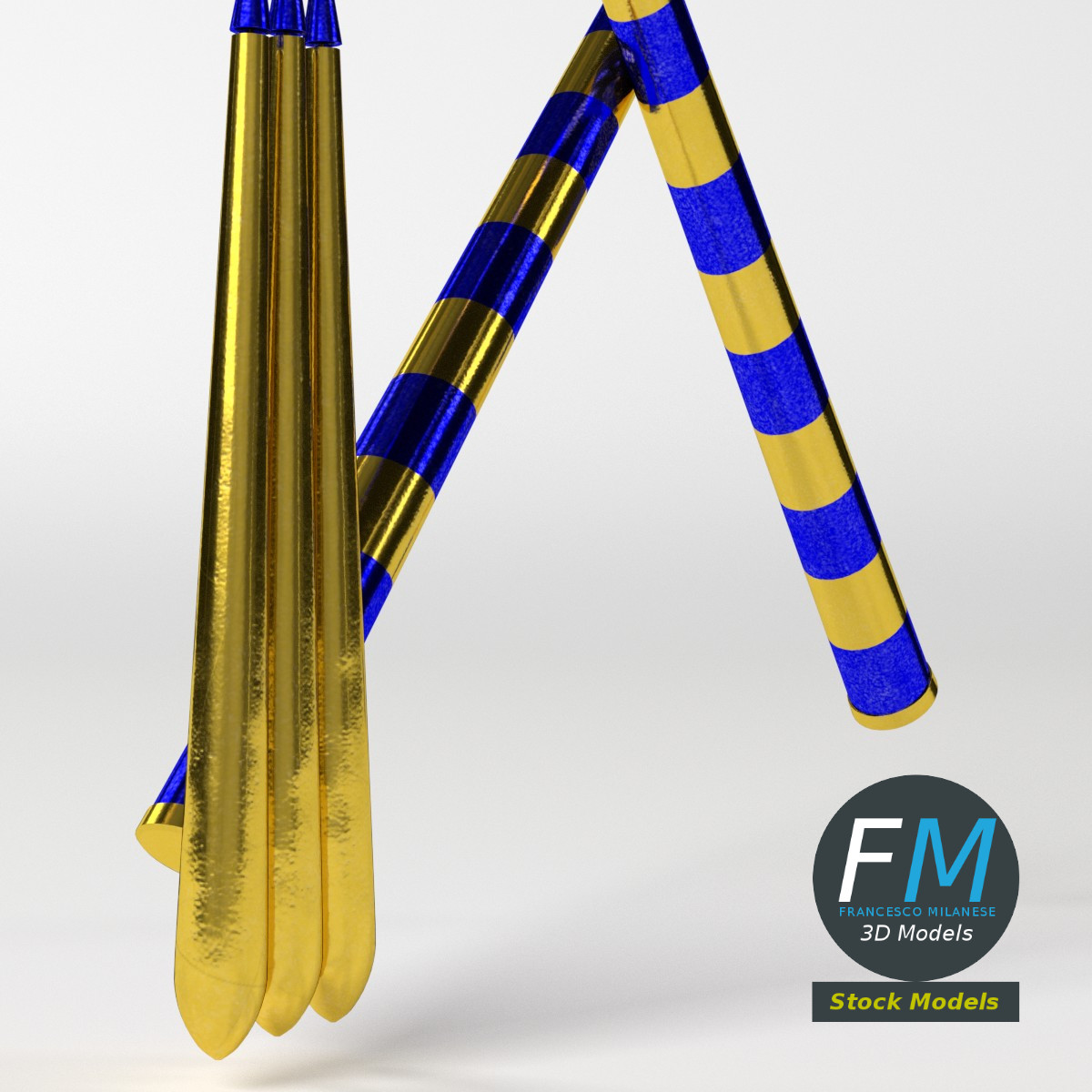 3D-Modell - Ägyptischer Hirtenstab und Dreschflegel - 05