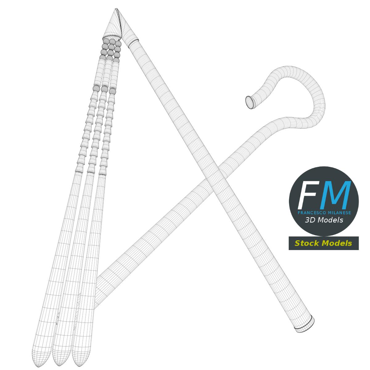 3D-Modell - Ägyptischer Hirtenstab und Dreschflegel - 07